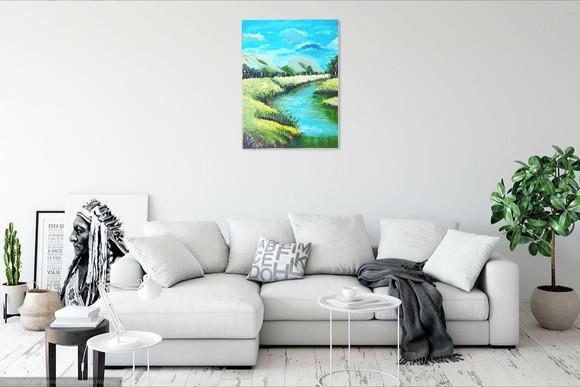 Quadros Decorativos Pintura em Tela Paisagem Montanhas