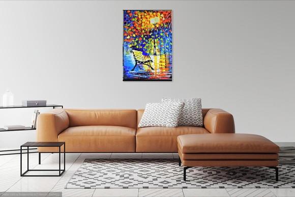 Quadros Decorativos Pintura em Tela Paisagem Urbana Banco