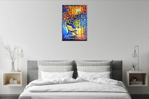 Quadros Decorativos Pintura em Tela Paisagem Urbana Banco
