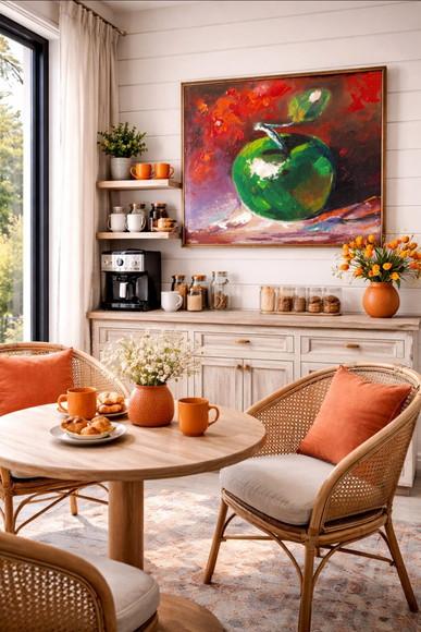 Quadros Decorativos Pintura Tela Maçã Verde Cozinha Gourmet