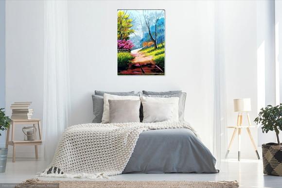 Quadros Decorativos Pintura Tela Paisagem Caminho Primavera