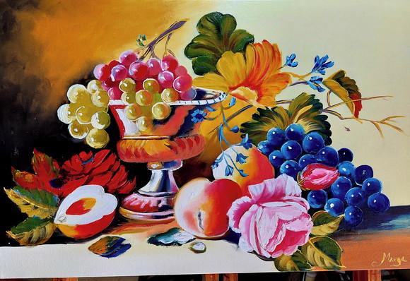 Quadros Decorativos Pintura Tela Pêssegos Presente de Natal