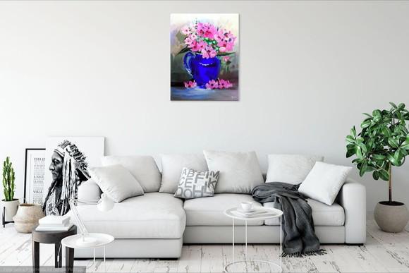 Quadros Decorativos Pintura Vaso Azul Presente de Natal