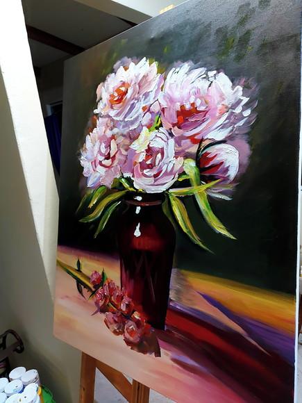 Quadros Decorativos Pintura Vaso Vermelho Presente de Natal