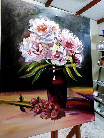 Quadros Decorativos Pintura Vaso Vermelho Presente de Natal