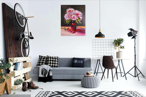 Quadros Decorativos Pintura Vaso Vermelho Presente de Natal