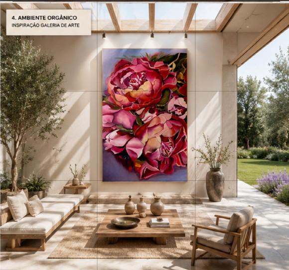Quadros Decorativos Sala Floral Peonias Presente de Natal