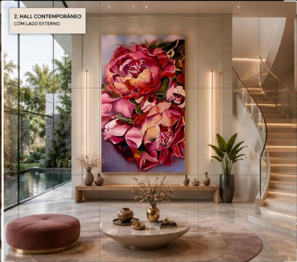 Quadros Decorativos Sala Floral Peonias Presente de Natal