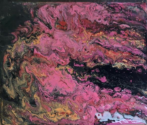Quadros Fluído Abstrato Moderno Pouring Rose Black Friday