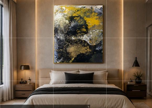 Quadros Fluído Black And Yelow Pouring Presente de Natal