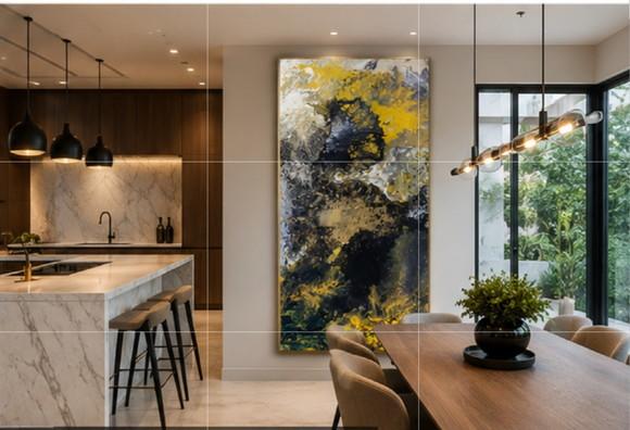 Quadros Fluído Black And Yelow Pouring Presente de Natal