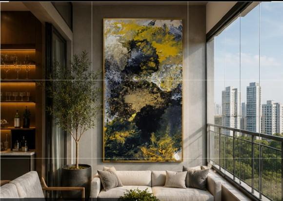 Quadros Fluído Black And Yelow Pouring Presente de Natal