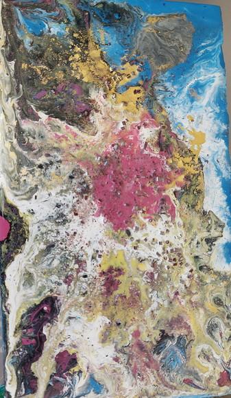 Quadros Fluído Pouring Solo da Lua Presente de Natal
