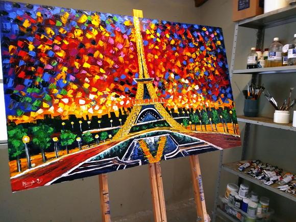 Quadros Grandes para Quarto e Sala Abstrato Torre Eiffel