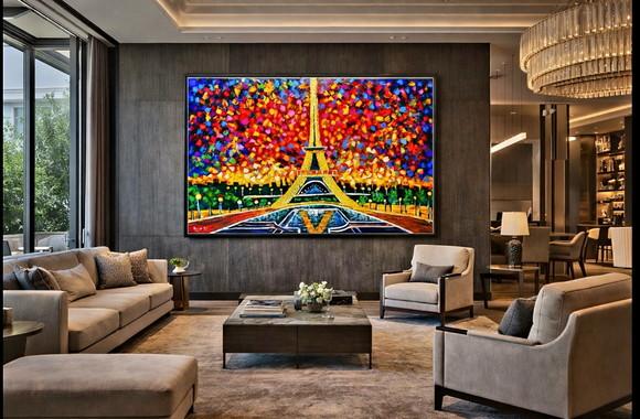 Quadros Grandes para Quarto e Sala Abstrato Torre Eiffel