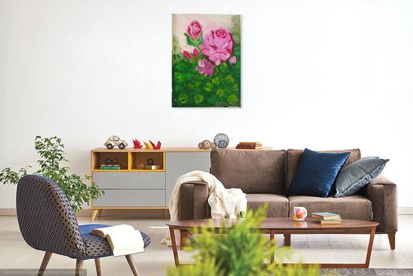 Quadros Grandes para Quarto e Sala Pintura Tela Floral Rosas