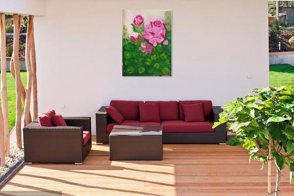 Quadros Grandes para Quarto e Sala Pintura Tela Floral Rosas