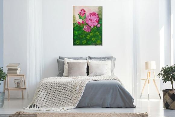 Quadros Grandes para Quarto e Sala Pintura Tela Floral Rosas