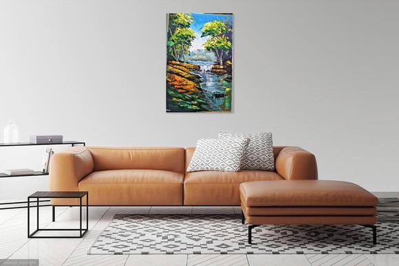 Quadros Grandes para Quarto e Sala Pintura Tela Paisagem Rio