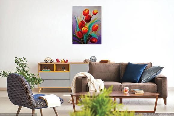 Quadros Grandes para Quarto e Sala Tulípas Vermelhas