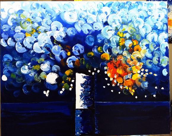 Quadros Grandes para Sala Abstrato Bolhas Presente de Natal