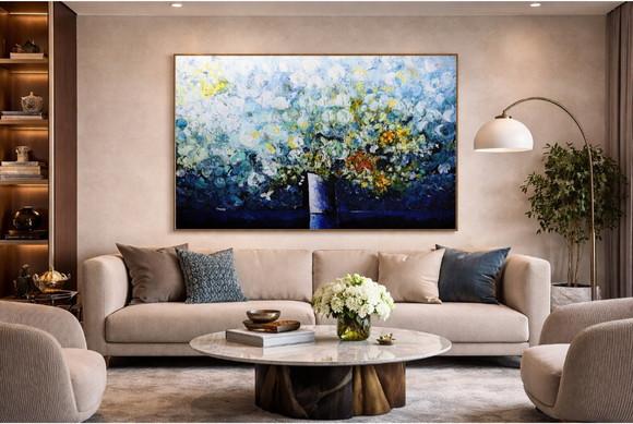 Quadros Grandes para Sala Abstrato Bolhas Presente de Natal