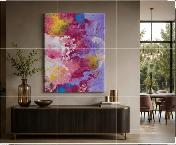 Quadros Grandes para Sala Abstrato Moderno Fluido Pouring