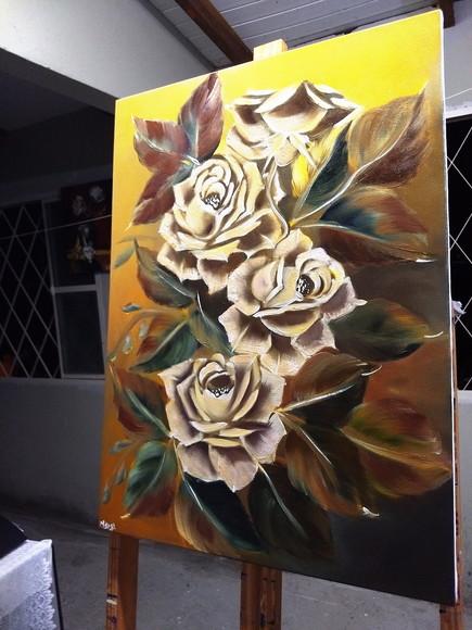 Quadros Grandes para Sala e Quarto Pintura Tela Floral Rosas