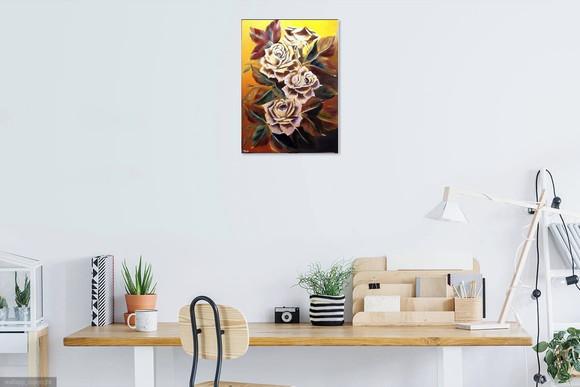 Quadros Grandes para Sala e Quarto Pintura Tela Floral Rosas
