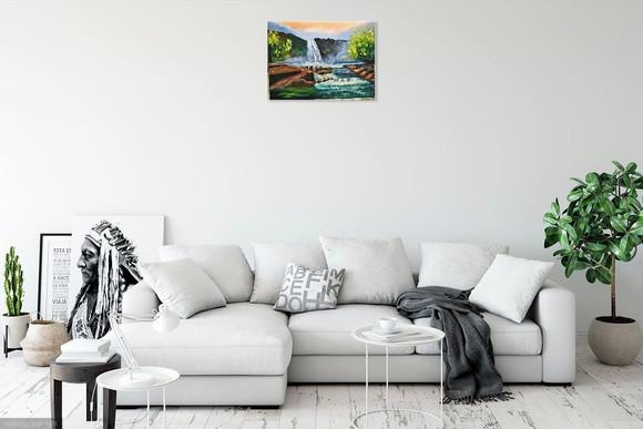 Quadros Grandes para Sala Pintura Cachoeira Black Friday