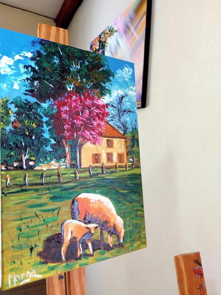 Quadros Grandes para Sala Pintura Campo Ovelha Black Friday