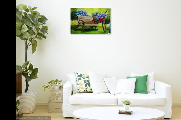 Quadros Grandes para Sala Pintura em Tela Hortênsias Bike