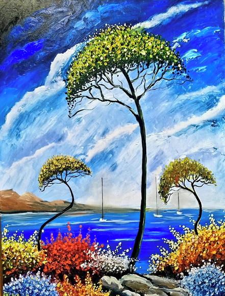 Quadros Grandes para Sala Pintura em Tela Mar Praia Calmaria