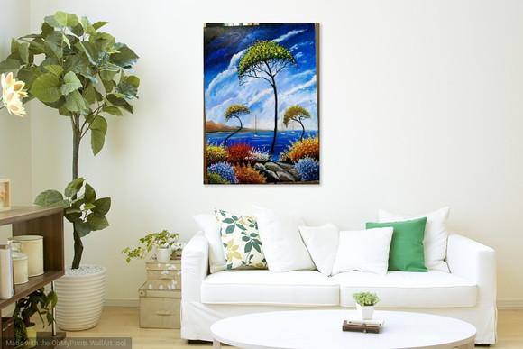Quadros Grandes para Sala Pintura em Tela Mar Praia Calmaria