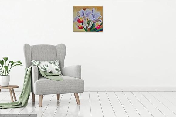 Quadros Grandes para Sala Pintura em Tela Orquídeas Brancas