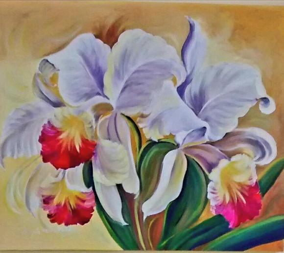 Quadros Grandes para Sala Pintura em Tela Orquídeas Brancas