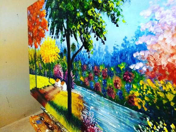 Quadros Grandes para Sala Pintura em Tela Paisagem Plátano