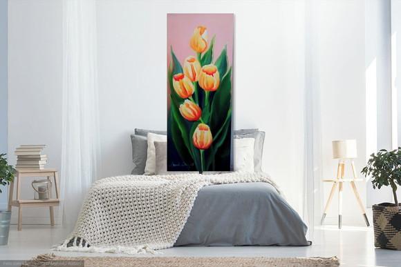 Quadros Grandes para Sala Pintura em Tela Tulipas Amarelas
