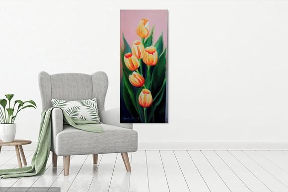 Quadros Grandes para Sala Pintura em Tela Tulipas Amarelas