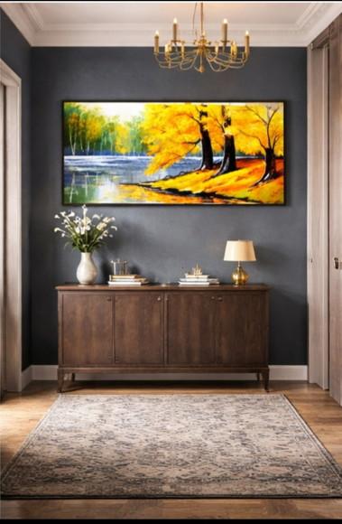 Quadros Grandes para Sala Pintura Ipê Amarelo Black Friday