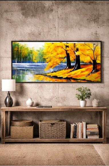 Quadros Grandes para Sala Pintura Ipê Amarelo Black Friday
