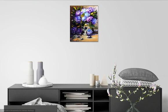 Quadros Grandes para Sala Pintura Hortênsias Black Friday