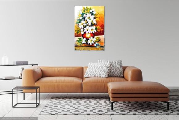 Quadros Grandes para Sala Pintura Lírio Branco Black Friday