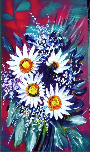 Quadros Grandes para Sala Pintura Margaridas Black Friday