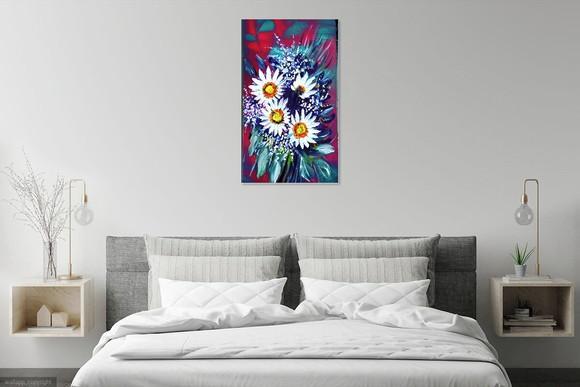 Quadros Grandes para Sala Pintura Margaridas Black Friday
