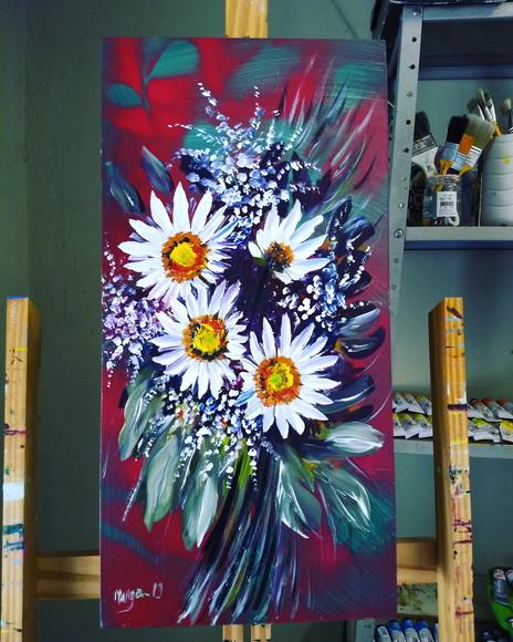 Quadros Grandes para Sala Pintura Margaridas Black Friday