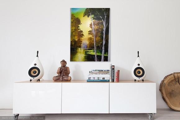 Quadros Grandes para Sala Pintura Paisagem Lago Black Friday