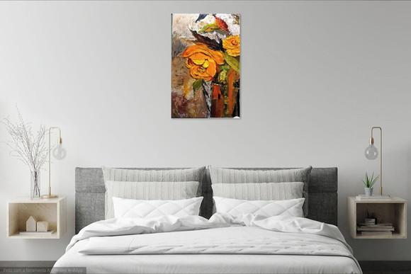 Quadros Grandes para Sala Pintura Rosa Amarela Black Friday