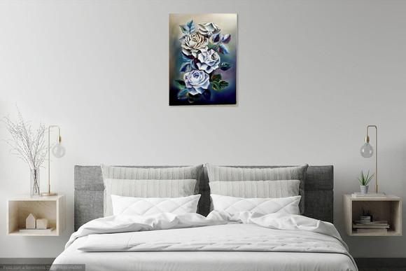 Quadros Grandes para Sala Pintura Tela Floral Abstrato Rosas