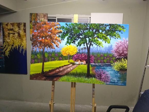Quadros Grandes para Sala Pintura Tela Caminho Black Friday